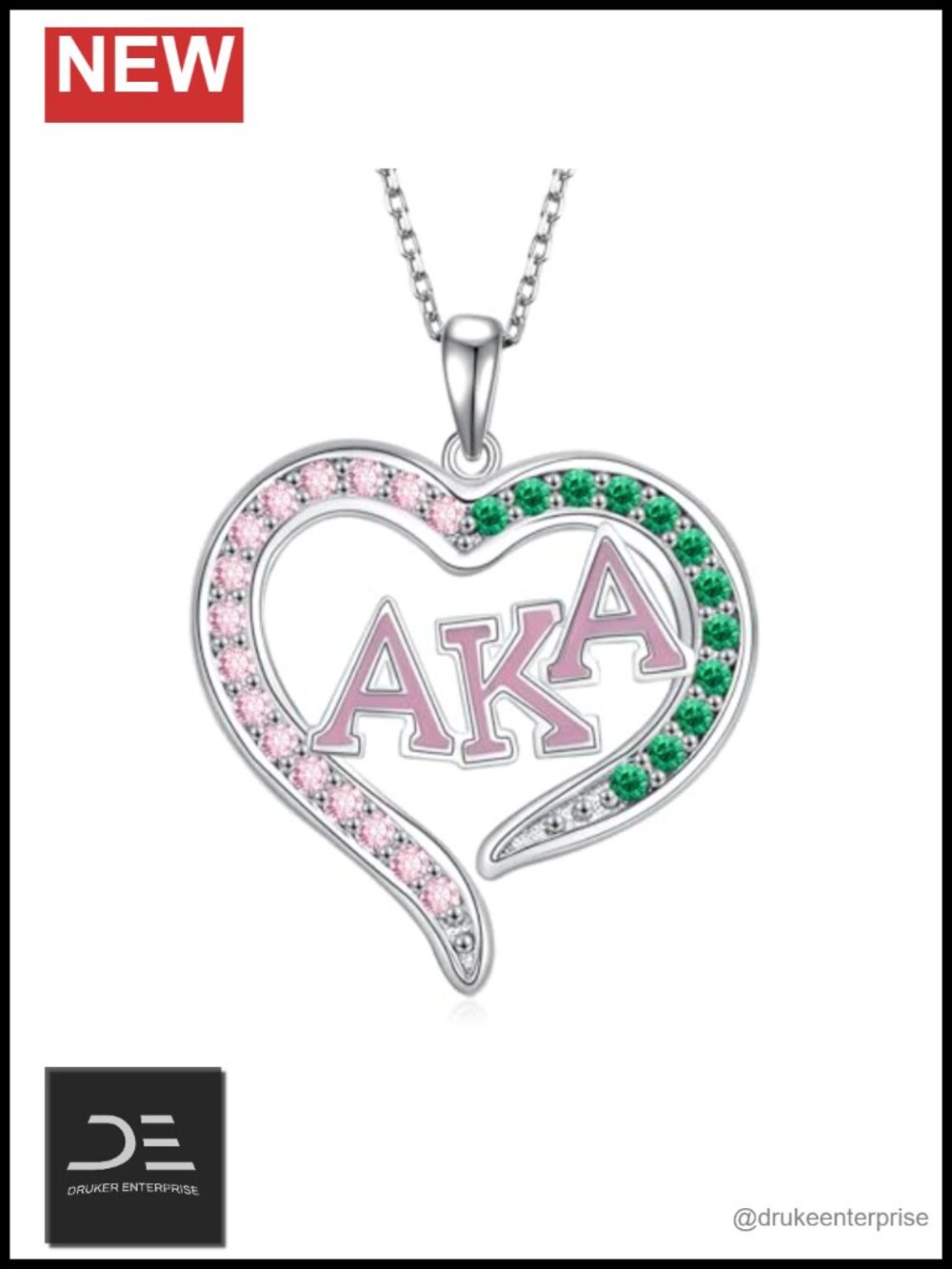 925 Sterling Silver AKA Sorority Pendant Necklace Paraphernalia Gift
